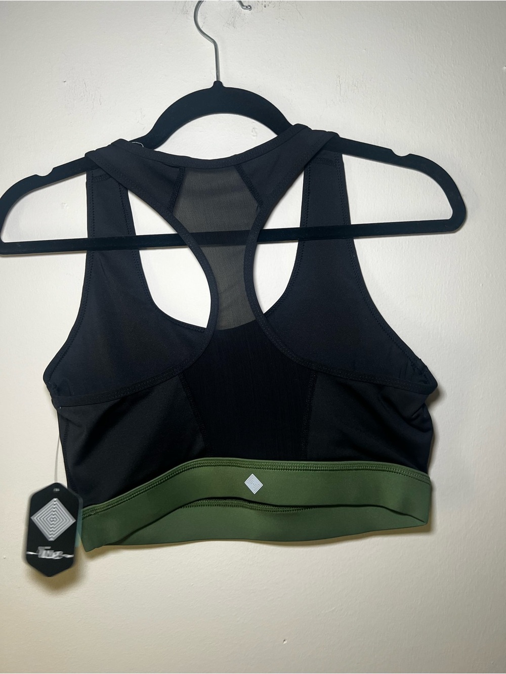 LuLaRoe Black Sports Bra with Olive Green Band - Picture 3 of 4